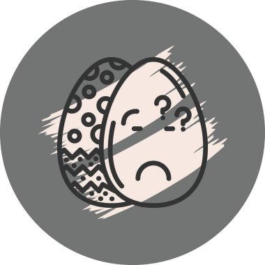 Paskalya Yumurta Çizgisi Simgesi, Düz Emoji, Basit Resimler Beyaz Arkaplanda İzole Edildi