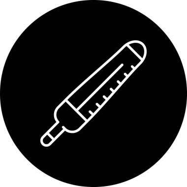 İşaretli ölçekli ve sensör uçlu tıbbi termometre çapraz konumda. Uygulama için uygun simge.