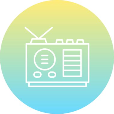 Dairesel arkaplanda ana simge anten ve kadranlı klasik radyo gösteriyor