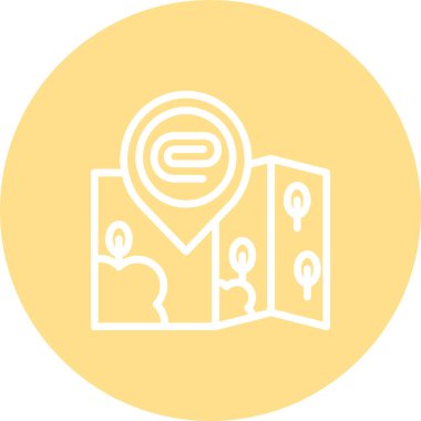 Bir ataç sembolünü gösteren konum broşlu katlanmış bir harita içeren seyahat ve gezinme grafikleri.