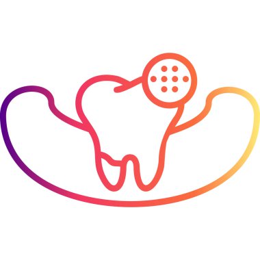 Diş enfeksiyonu ikonu. Dairesel bakteri kolonisi, enfeksiyon veya iltihabı temsil etmek için diş eti sınırında bulunan tek bir dişin yanında yer alır..