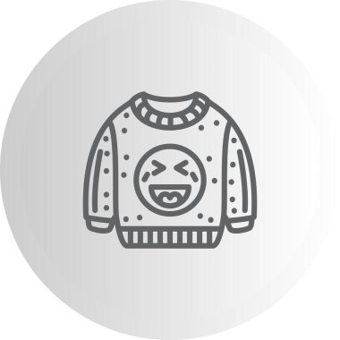Emoji Satır Simgesi olan süveter, Beyaz Arkaplanda İzole Edilmiş Basit İllüstrasyon