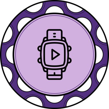 Akıllı Saat Çal düğmesi Yüksek Çözünürlüklü Düz Tasarım Sembolü