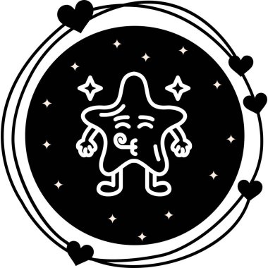 Yıldız Şeklinde Emoji Çizgisi Simgesi, Beyaz Arkaplanda İzole Edilmiş Basit Resimler