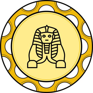 Minimalist çizgi simgesi, Giza heykelinin büyük bir sfenksini ön planda otururken tasvir eder