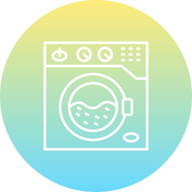 Çamaşır Makinesi Simgesi Basit düz illüstrasyon