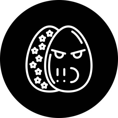 Paskalya Yumurta Çizgisi Simgesi, Düz Emoji, Basit Resimler Beyaz Arkaplanda İzole Edildi