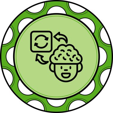 Beyni olan insan kafası simgesi, vektör çizimi basit tasarım