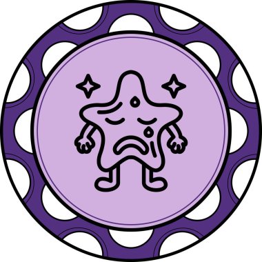 Yıldız Şeklinde Emoji Çizgisi Simgesi, Beyaz Arkaplanda İzole Edilmiş Basit Resimler