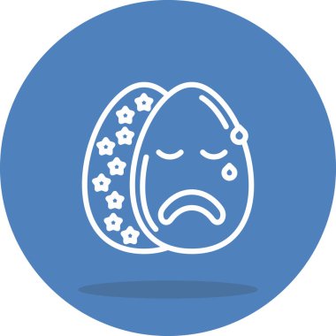 Paskalya Yumurta Çizgisi Simgesi, Düz Emoji, Basit Resimler Beyaz Arkaplanda İzole Edildi