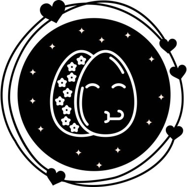 Paskalya Yumurta Çizgisi Simgesi, Düz Emoji, Basit Resimler Beyaz Arkaplanda İzole Edildi