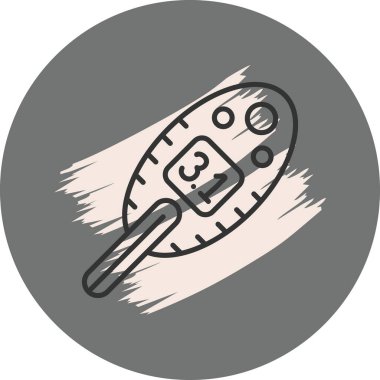 Sayısal ekran ve sensör ucu köşegenli dijital termometre. Uygulama için uygun simge.