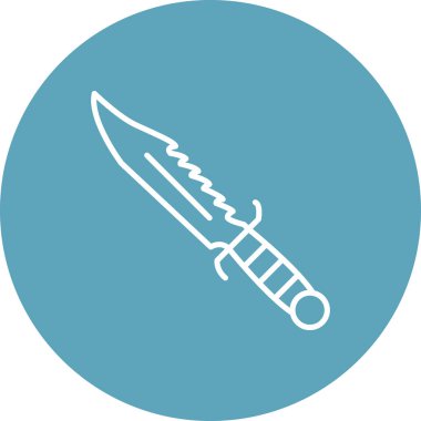 Keskin bıçak, tırtıklı bıçak kenarı ve çapraz konumda tutacağı var. Uygulama için uygun simge.