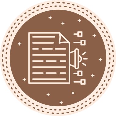 Bir megafon ve bağlantı düğümlerine sahip belge simgesi, pazarlama uygulamaları veya veri yayınlama web sayfaları için uygundur.