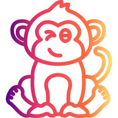 Çizgi Maymun Çizgisi Simgesi, Beyaz Arkaplanda Yaratıcı İllüstrasyon