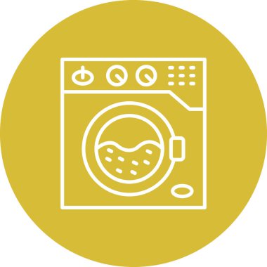 Çamaşır Makinesi Simgesi Basit düz illüstrasyon