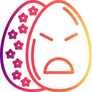 Paskalya Yumurta Çizgisi Simgesi, Düz Emoji, Basit Resimler Beyaz Arkaplanda İzole Edildi