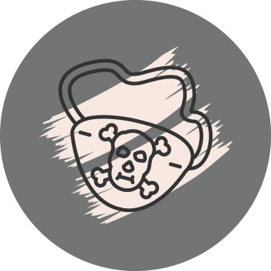 Korsan göz bandı, uzun kayışlı kafatası ve çapraz kemik tasarımı. Uygulama için uygun simge.