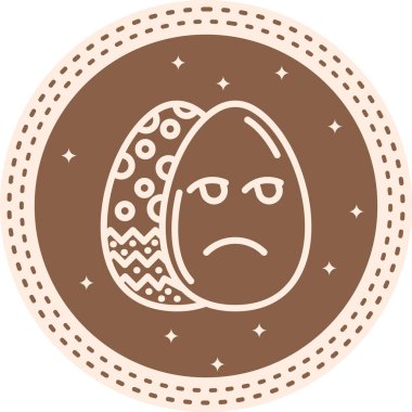 Paskalya Yumurta Çizgisi Simgesi, Düz Emoji, Basit Resimler Beyaz Arkaplanda İzole Edildi