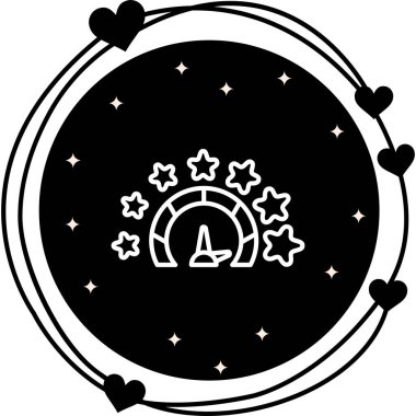 beyaz düğme veya küre beş yıldızlı bir hız göstergesi simgesi