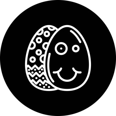Paskalya Yumurta Çizgisi Simgesi, Düz Emoji, Basit Resimler Beyaz Arkaplanda İzole Edildi