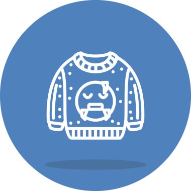 Emoji Satır Simgesi olan süveter, Beyaz Arkaplanda İzole Edilmiş Basit İllüstrasyon