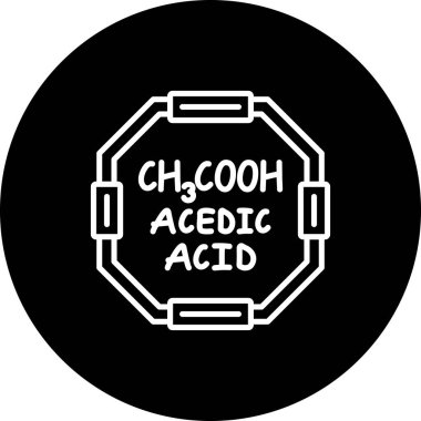 Acetic Asid molekülünün kimyasal yapısı, basit ağ simgesi