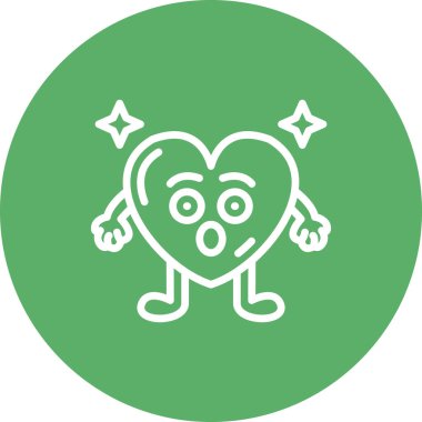 Şaşırmış Kalp Premium Minimum Düz Vektör İllüstrasyonu