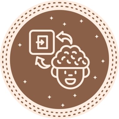 Beyni olan insan kafası simgesi, vektör çizimi basit tasarım