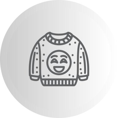 Gülen surat içeren neşeli bir süveter çizimi, yaşam tarzı uygulamalarında ya da web sayfalarında kullanmak için mükemmel..