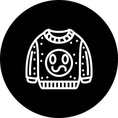 Yaratıcı uygulamalar ya da web sayfaları için uygun, kafası karışık, gülen surat çizimi olan rahat bir süveter..