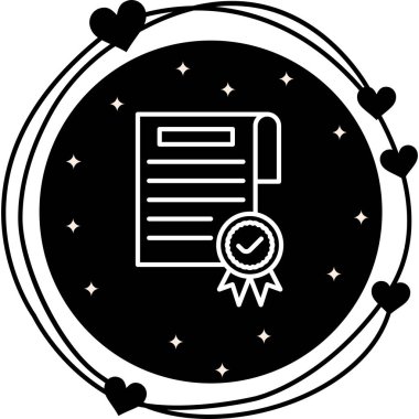 Sertifika Satırı Simgesi, Beyaz Arkaplanda Basit Resimler 