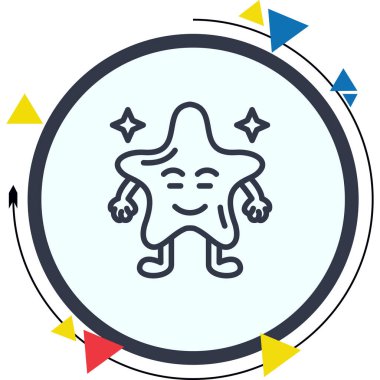 Mutlu Rahatlamış Yenilikçi Düz Ürün Tasarım Sembolü ile Yıldız