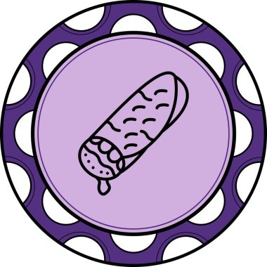 Burrito Satır Simgesi, Beyaz Arkaplanda Basit Görüntü 