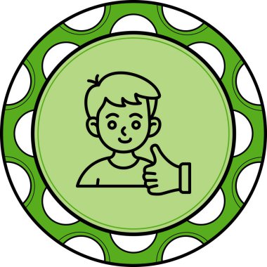 Genç çocuk iyi niyet gösterisi yapıyor. Müşteri memnuniyeti simgesi