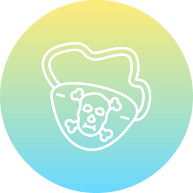 Korsan göz bandı, uzun kayışlı kafatası ve çapraz kemik tasarımı. Uygulama için uygun simge.