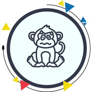 Çizgi Maymun Çizgisi Simgesi, Beyaz Arkaplanda Yaratıcı İllüstrasyon