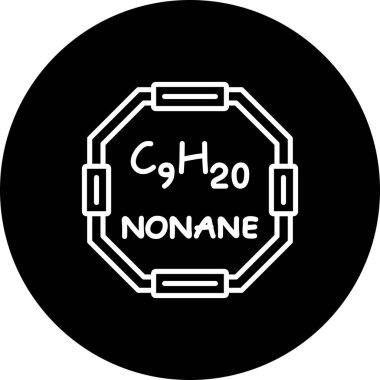 Chemical structure of Nonane molecule, web simple icon