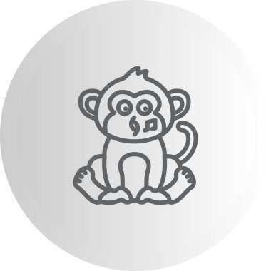 Çizgi Maymun Çizgisi Simgesi, Beyaz Arkaplanda Yaratıcı İllüstrasyon