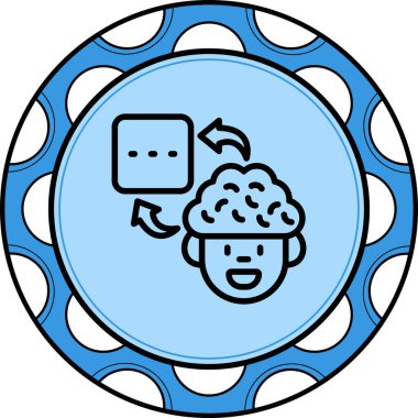 Beyni olan insan kafası simgesi, vektör çizimi basit tasarım