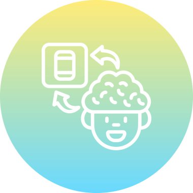 Beyin Akıllı Telefon Simgesi, Basit İllüstrasyon