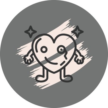 Tek Kalp Zarif Çağdaş Dijital Grafik Özelliği