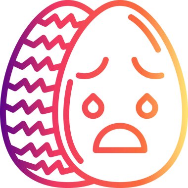 Paskalya Yumurta Çizgisi Simgesi, Düz Emoji, Basit Resimler Beyaz Arkaplanda İzole Edildi