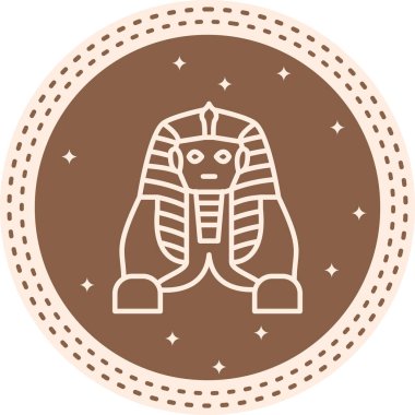 Minimalist çizgi simgesi, Giza heykelinin büyük bir sfenksini ön planda otururken tasvir eder