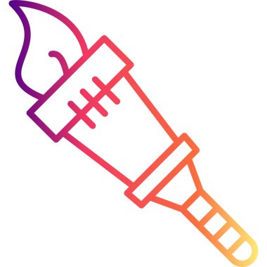 Yangın Meşale Hattı Simgesi, Basit Görüntü Beyaz Arkaplanda İzole Edildi