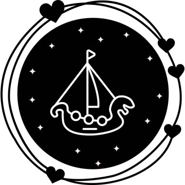 Viking gemisi basit düz resimleme