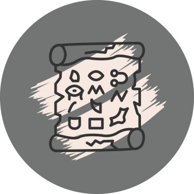 Geçmiş Papirüs Kaydırma simgesi, basit çizgi illüstrasyonu