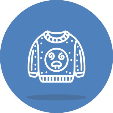 Emoji Satır Simgesi olan süveter, Beyaz Arkaplanda İzole Edilmiş Basit İllüstrasyon