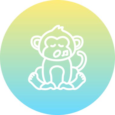 Cartoon Monkey Line Icon, Creative Illustration on White Background