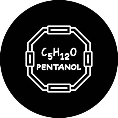 Pentanol molekülünün kimyasal yapısı, basit web simgesi